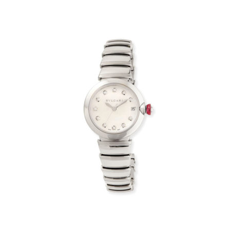 BVLGARI 33mm LVCEA Watch with Diamonds, Steel